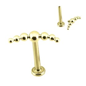 Piercing Labret con 7 bolas asimétricas en Titanio PVD Oro