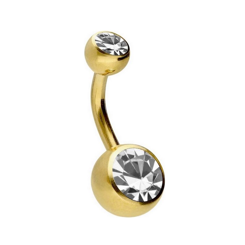 Joyería piercing estéril BANANE Ombligo Doble Strass en Titanio PVD Oro