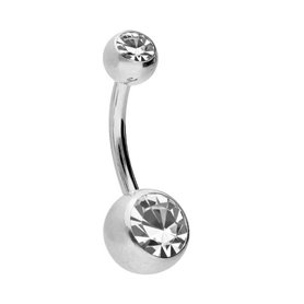 Estéril Doble Strass Titanio Ombligo BANANE Piercing Joyería