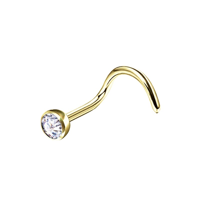 Piercing estéril joya NOSE Strass en Titanio PVD Oro