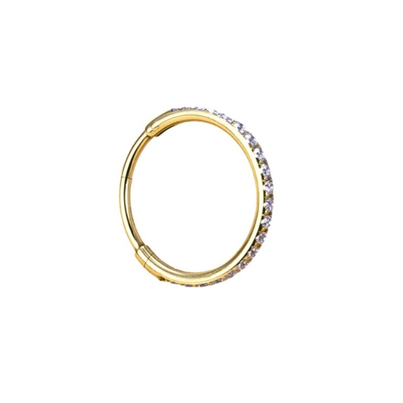 Piercing Anneau Clicker adornado con strass en Titanio PVD Oro