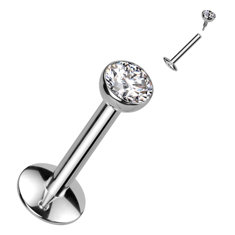 Piercing Labret avec cristal en Titane
