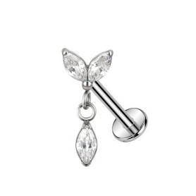 Piercing Labret pendentif avec 3 Marquise en Titane