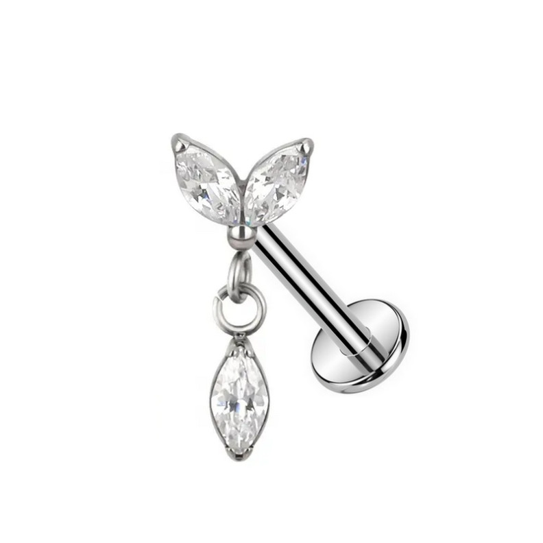 Piercing Labret pendentif avec 3 Marquise en Titane Piercing Labret pendentif avec 3 Marquise en Titane