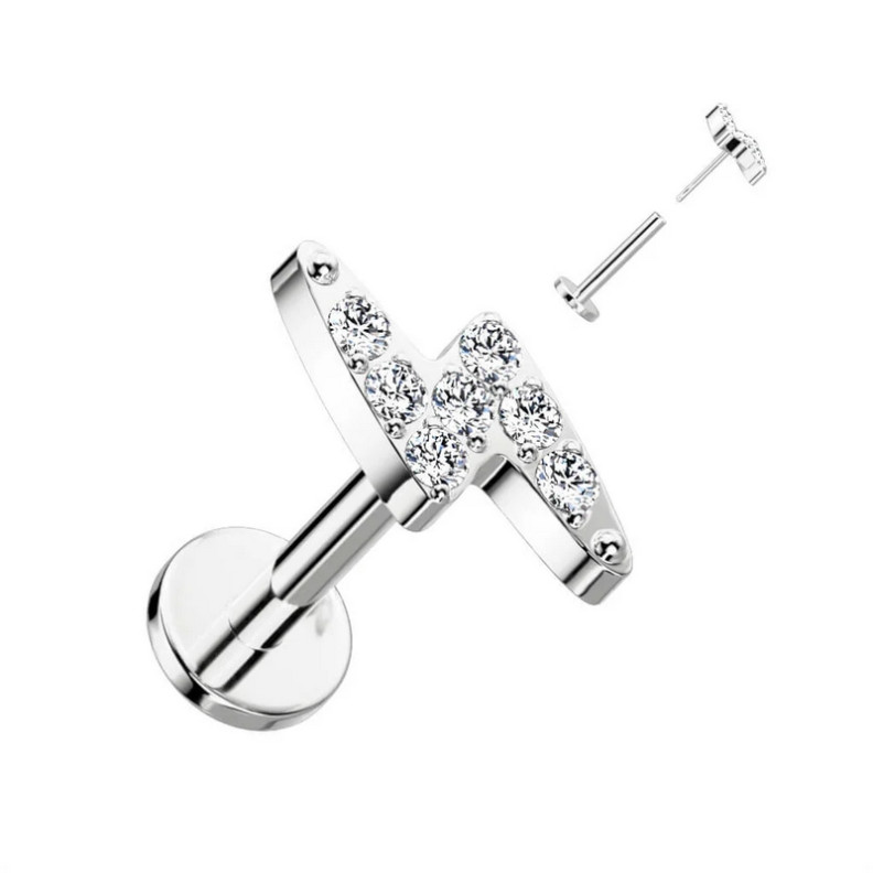 Piercing Labret Eclair avec strass en Titane Piercing Labret Eclair avec strass en Titane