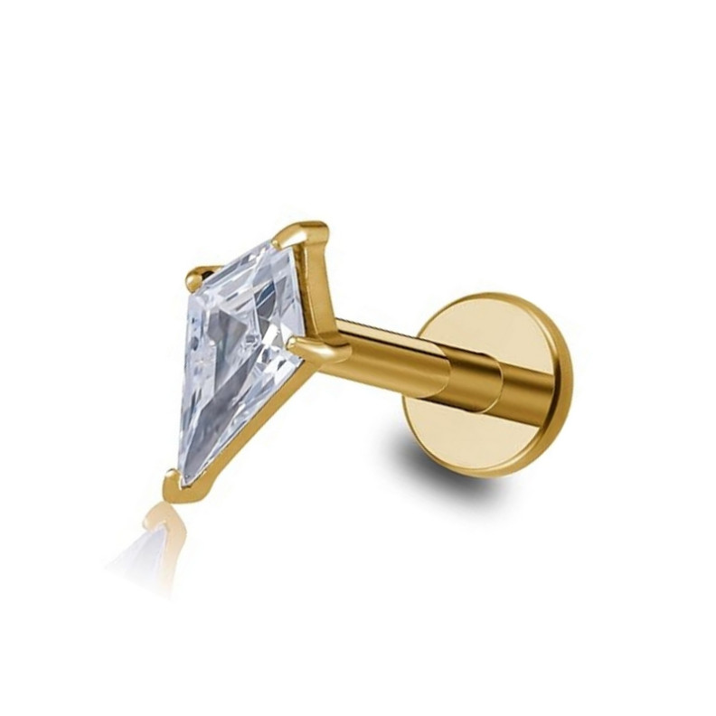 Piercing Labret en forme de losange avec zircon en Titane PVD Gold Piercing Labret en forme de losange avec zircon en Titane PVD Gold