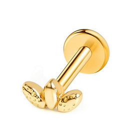 Piercing labret marquise alvéolé en Titanio PVD Gold