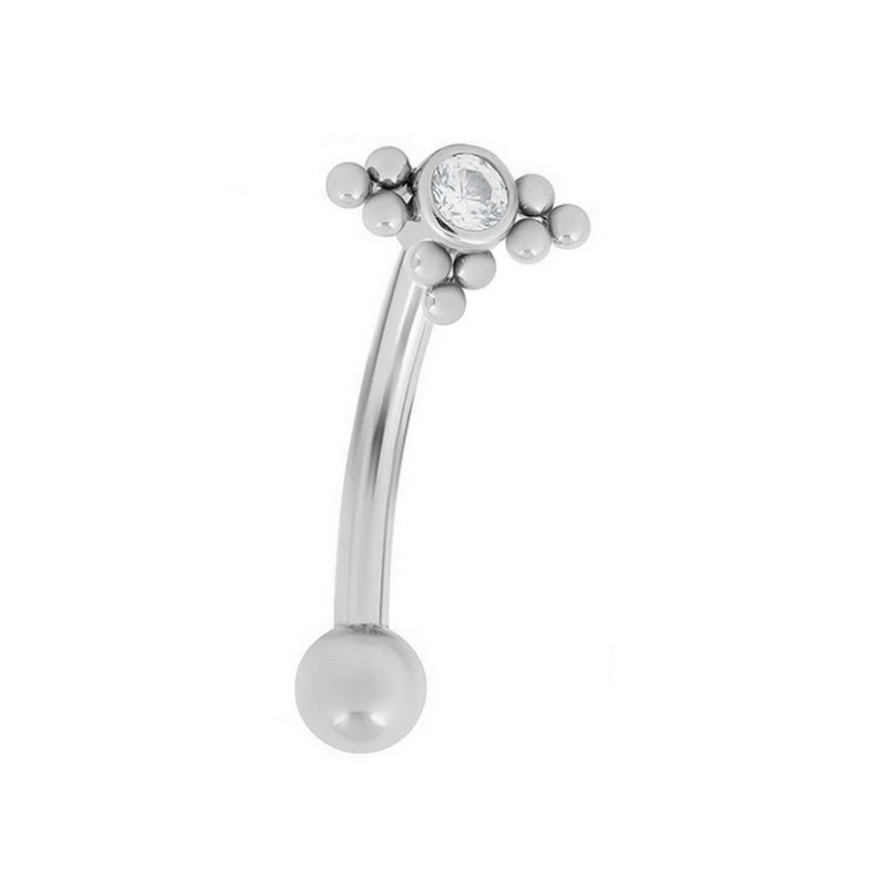 Piercing Barbell courbé cristal avec perles en Titane Piercing Barbell courbé cristal avec perles en Titane