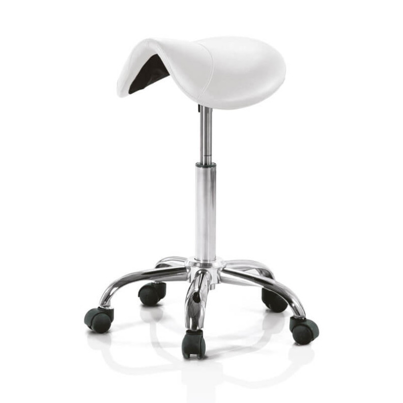 Tabouret blanc selle de cheval pour tatoueur