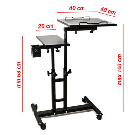 Dimensions Station de travail mobile – 2 plateaux réglables