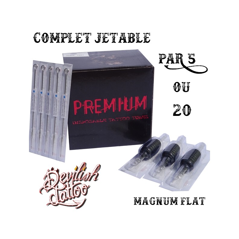 Set completo desechable tubo + agujas - Magnum Flat - Set de 5 o 20