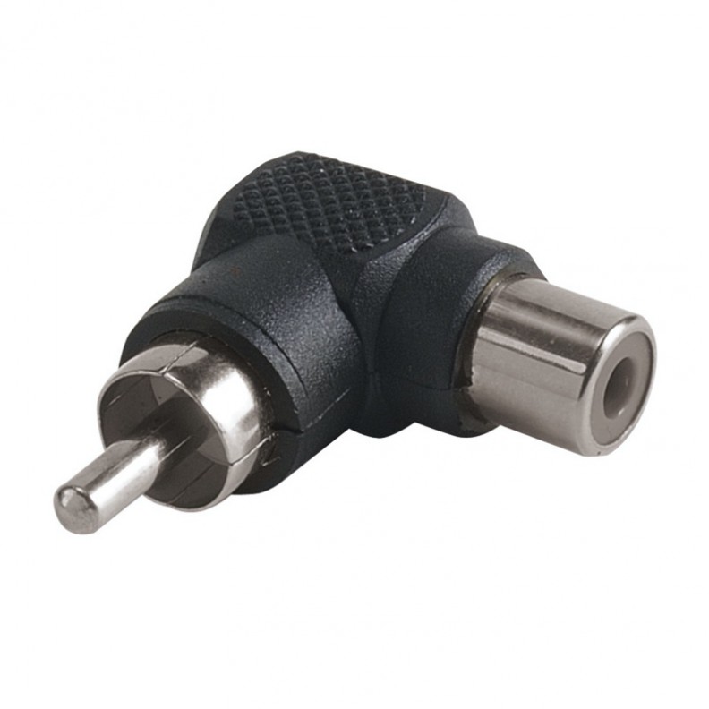 Adaptador RCA macho / RCA hembra en ángulo de 90