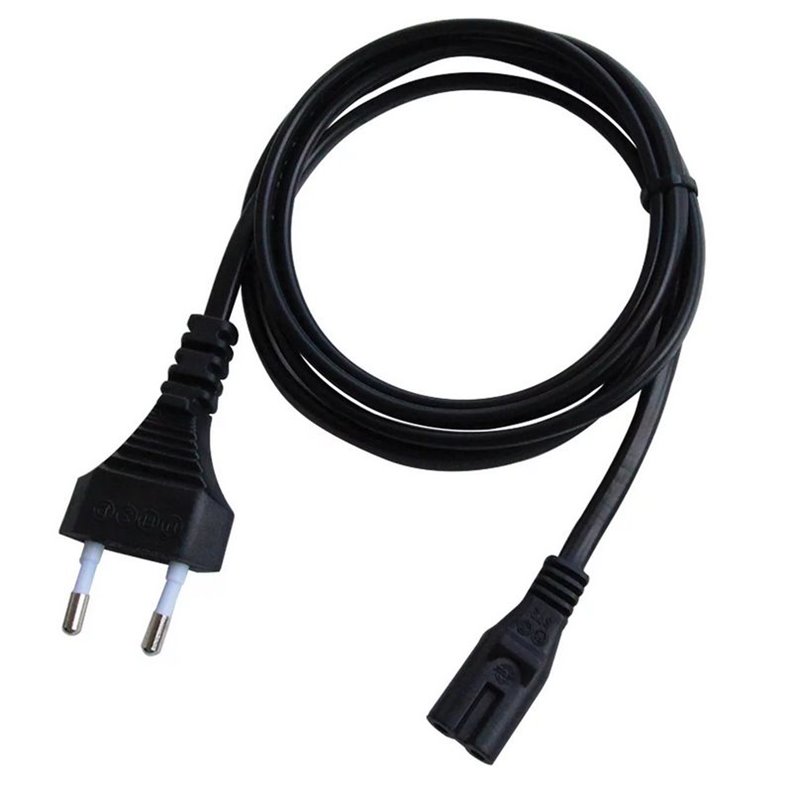Cable de alimentación negro de 2 clavijas Cable de alimentación negro de 2 clavijas