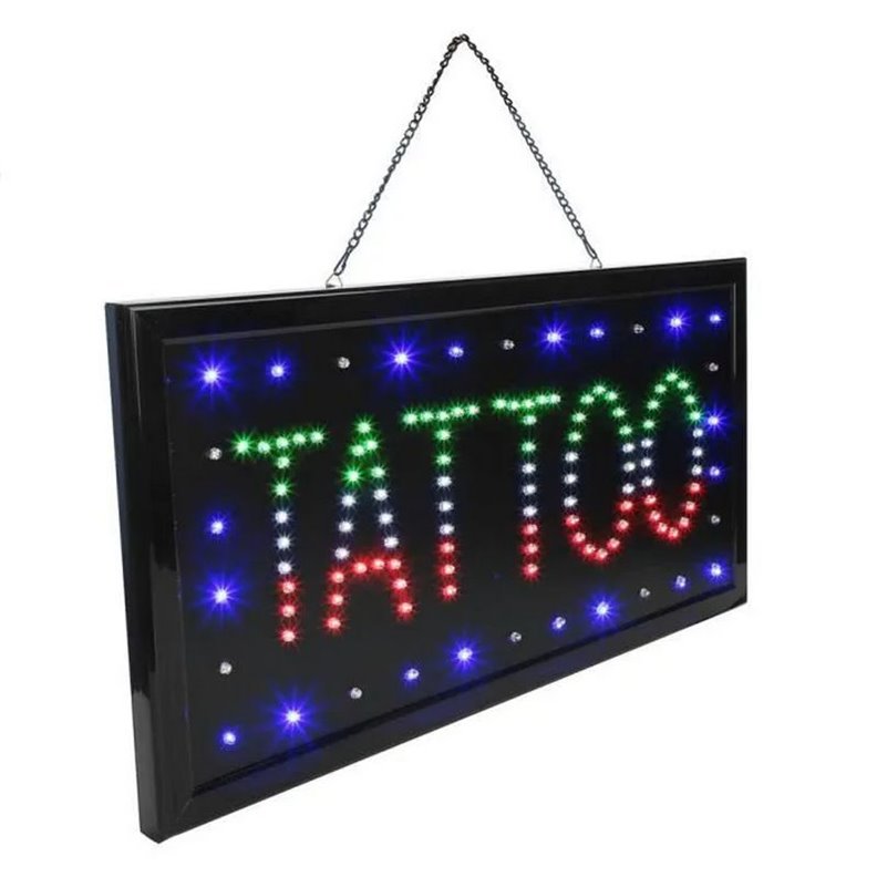 Rótulo luminoso para tienda de tatuajes