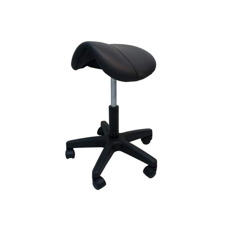 Taburete de montura de caballo negro para tatuadores