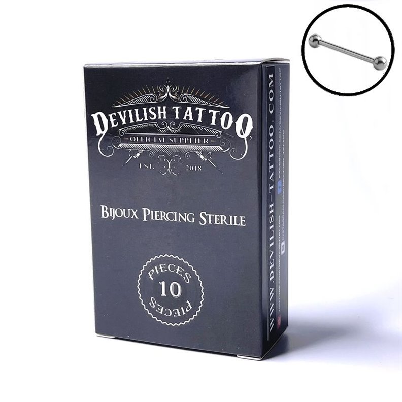 Piercing estéril BARBELLS recto Titanio G23 Devilish Tattoo