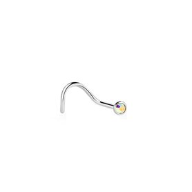 Piercing joya nariz curva con strass de titanio Aurora Boreale