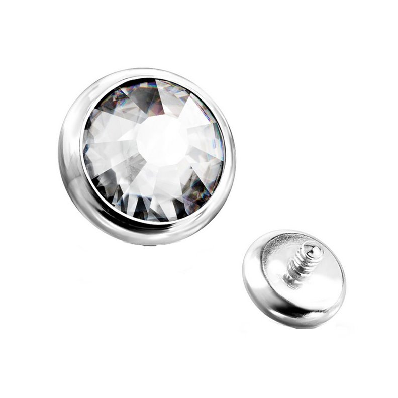 Joyas Piercing con disco de cristal de titanio