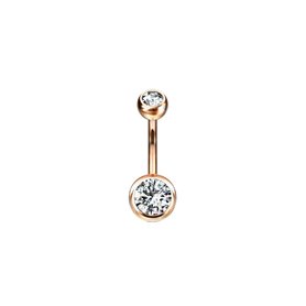 Joyas piercing ombligo Doble strass Oro rosa 316L Cristal