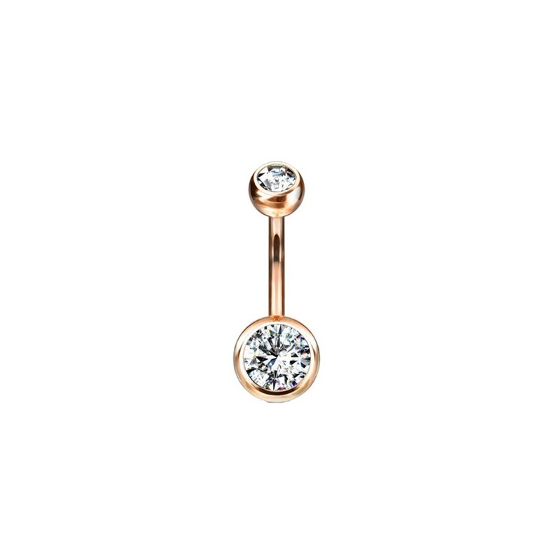 Joyas piercing ombligo Doble strass Oro rosa 316L Cristal