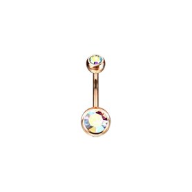 Joyas piercing ombligo doble strass Oro Rosa 316L Aurore Boreale