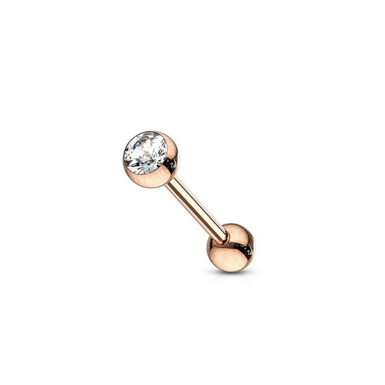 Joyas piercing Barbells con strass Oro rosa 316L cristal