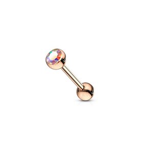 Joyería piercing Barbells con diamantes de imitación Oro rosa 316L aurora boreal